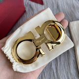 UHFR官方适配原版菲拉腰带扣头8打孔皮带扣头3.43.5纯铜尾夹扣 菲拉格慕-亮面金色