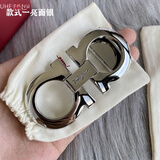 UHFR官方适配原版菲拉腰带扣头8打孔皮带扣头3.43.5纯铜尾夹扣 菲拉格慕-亮面银色