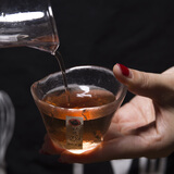 和风四季 玻璃品茗杯耐热茶杯个人杯主人杯茶具功夫茶杯一口杯锤目纹杯子 （E款）初雪磨砂品茗杯（50ml）