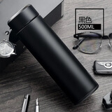 卡西菲kaxifei（KAXIFEI） 保温杯女男士不锈钢真空茶杯便携水杯子商务定制礼品刻字印logo 黑色500ml