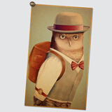 居梦坞 趣味动物插画复古贴画墙面装饰海报 卡通动漫画 装饰画贴挂画芯墙壁纸萌宠海报 NB538 50*30