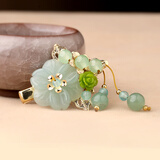 烟雨江南发夹 古风发饰女学生小清新淡绿色超仙汉服旗袍民族风侧边夹 图片款 1个