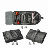 木香（MUXIANG）真皮烟斗包男士手工具复古牛皮便携收纳手卷烟袋多功能雪茄包配件 fc0002黑