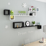 百目源 客厅电视背景墙装饰现代简约墙上置物架壁挂创意格子墙面搁架 套餐G