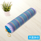 清茉圆形颈椎枕头非修复颈椎专用纯棉老粗布荞麦壳皮护颈枕圆柱硬枕芯 天蓝条纹  大号 42x10cm