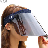 诺芝萌空顶帽子 女士夏季遮阳帽 女士太阳帽 户外骑车遮脸发箍大檐帽子 藏青色 头箍设计