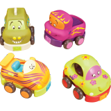 【7成新】B.Toys 比乐 宝宝回力车 惯性硅胶 耐摔耐啃咬 早教小汽车 卡通车4个装玩具 1岁+ BX1048Z