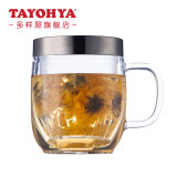 多样屋耐热玻璃杯茶隔茶水分离杯带把杯办公室家用学生玻璃水杯过滤泡茶 睿派 410ml