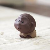 漢唐 宜兴紫砂茶宠猴子摆件茶道雕塑茶盘手工紫砂茶玩生肖茶宠配件 卡其色