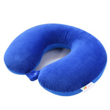 马图腾印花U型枕护颈枕 泡沫粒子飞机旅行汽车头枕 颈椎枕头午休午睡枕 纯色款 宝蓝色