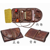 木香（MUXIANG）真皮烟斗包男士手工具复古牛皮便携收纳手卷烟袋多功能雪茄包配件 fc0001棕
