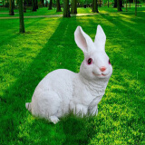 鸿日光辉 仿真动物小白兔子摆件景观公园树脂雕塑工艺品花园林庭院户外装饰品 款2