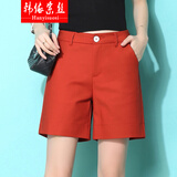 韩依索丝高腰短裤女夏薄款韩版休闲裤女裤2025宽松五分热裤新款A字阔腿裤 焦糖色 XL