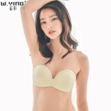 温影隐形文胸 薄款无肩带内衣女半杯胸罩无钢圈聚拢防滑奇迹婚纱礼服安心抹胸 白色蕾丝 34/75B