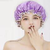 洗澡帽双层浴帽防水成人浴帽厨房防油污帽子防油烟头套洗头洗澡 淡雅紫色