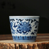 LICHEN景德镇陶瓷小酒杯老厂货青花白酒杯容量80ml双鱼品茗杯茶杯