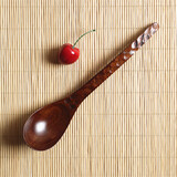 和风四季 实木日式餐具调羹长柄勺汤匙汤勺小木勺用饭店创意手工木勺汤勺 D款木勺(20*4.2cm)单个