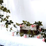 仿真花藤装饰假花藤条玫瑰绢花婚庆拱门管道吊顶阳台装饰塑料花 粉红色 20朵浅红 香槟