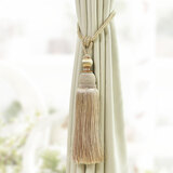 水伶纺现代简约窗帘绑带窗帘绑绳挂球流苏挂钩墙钩欧式窗帘绑带窗帘扣 米色一个