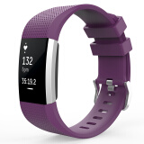 例米 适用Fitbit Charge 2代手环腕带 智能手表表带硅胶运动版 紫色