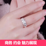 COISE 银戒指女情侣戒指999足银求婚戒指男 情侣对戒可调大小戒指手镯 满天星戒指宽版 单只