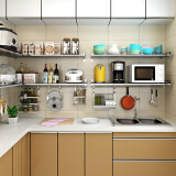好莉仕（HouLySe） 304不锈钢厨房置物架 壁挂式微波炉调料墙上收纳厨具挂架烤箱架子 60CM长度 新款35CM宽