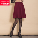 特尚莱菲毛呢半身裙秋冬新品短裙女冬款百搭纯色冬裙a字冬天裙子 BHF6661 酒红色 L(2尺2-2尺3)