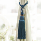 水伶纺现代简约窗帘绑带窗帘绑绳挂球流苏挂钩墙钩欧式窗帘绑带窗帘扣 宝蓝一个