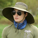 NZTK 遮阳帽男士大檐防晒帽钓鱼帽子防紫外线垂钓太阳帽户外夏天 军色 55-60CM均码可调节