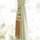 水伶纺现代简约窗帘绑带窗帘绑绳挂球流苏挂钩墙钩欧式窗帘绑带窗帘扣 金黄一个