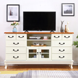 松园洛曼森 欧式实木电视柜小户型美式地柜卧室电视柜简约现代客厅视听柜 1.5十斗电视柜 象+蜜顶