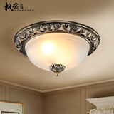 格蕴美式古铜吸顶灯圆形欧式风格卧室书房灯云雾灯罩阳台过道灯饰灯具 青古铜色38CM*全光谱护眼