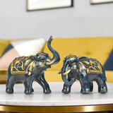 冰石美 欧式大象摆件开业礼品客厅酒柜电视柜玄关家居装饰品乔迁工艺品 大象（蓝色一对）