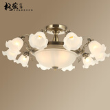 格蕴美式吊灯简约大气客厅灯欧式田园古铜餐厅卧室灯北欧复古灯具 青古铜色10头*全光谱护眼