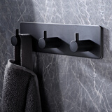 YOULET304不锈钢衣服无痕挂钩粘钩卫生间浴室毛巾免打孔轻奢黑色 黑洞三直钩