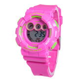 拉斯卡(LASIKA)学生手表儿童电子表防水童表男孩运动带闹钟女孩夜光多功能 粉红色
