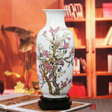 领格摆设景德镇陶瓷器 白色喜上眉梢冬瓜花瓶 现代家居客厅摆件客厅装饰工艺品花插器 家饰摆件