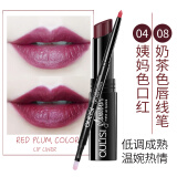 欧丽丝（OULISI）自动唇线笔 口红笔唇笔防水持久保湿正品 不易脱色描勾唇笔裸色哑光 09姨妈色唇线笔+04姨妈色口红