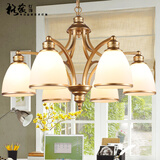 格蕴美式吊灯简约乡村客厅灯欧式复古北欧铁艺餐厅卧室田园土豪金灯具 6头朝下土豪金