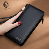 老人头女士钱包2025新款钱夹油蜡皮长款手机包复古百搭多卡位皮夹票夹 249J022L 4A黑色