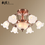 格蕴美式吊灯简约大气客厅灯欧式田园古铜餐厅卧室灯北欧复古灯具 红古铜色6头*全光谱护眼