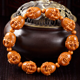 盘道橄榄核手串 笑口常开小籽 文玩手串男橄榄核雕十分开心刘琴手工刻 1.5*1.8