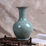 loyo景德镇瓷器工艺品新中式陶瓷台面小花瓶装饰仿真花艺客厅插花摆件 绿釉开片-赏瓶