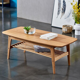 中柯实木茶几樱桃木北欧客厅简约双层白橡木咖啡桌日式小户型桌子边几 【橡木】105cm实木原木色