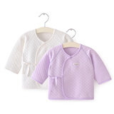 盛哲卡婴儿衣服0-3个月新生儿上衣夹棉保暖内衣长袖 紫+白（2件装） 52码（反袖口）