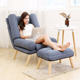 阿拉蕾 懒人沙发单人 可折叠 现代简约阳台卧室客厅 小沙发小户型喂奶休闲简易可拆洗 灰色沙发+脚凳