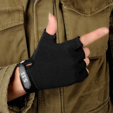 罗维利特运动半指手套战术春夏健身防护防滑耐磨骑行摩托车半截露无指 one黑色 均码