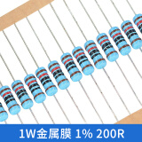 TaoTimeClub 1W金属膜电阻 1% 色环电阻 电阻器 欧姆 200R 100只