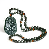 涵怡 珠宝和田玉麒麟玉坠男玉石貔貅吊坠男士个性佛珠项链挂饰潮女 和田玉链子＋和田玉貔貅吊坠