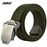 JWKE男士帆布腰带男款户外皮带年轻人学生休闲时尚百搭工装牛仔裤腰带 军绿 140cm 适合150-230斤